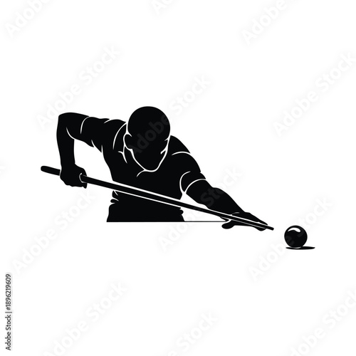 Billiards Player Aiming Shot Silhouette Vector Art
