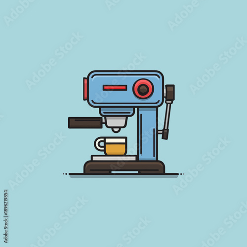 Espresso machine brewing coffee in a cup