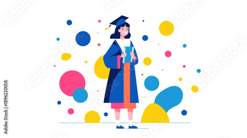 Happy Graduate Holding Books, Celebrating Achievement