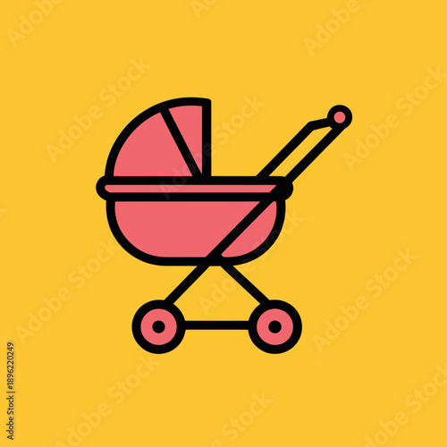 Modern Baby Stroller Icon Isolated