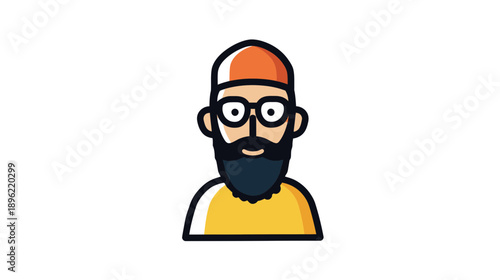 Muslim Man Icon with Sunnah Beard and Glasses