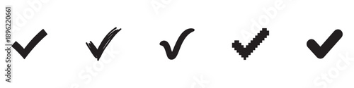 Checkmark Icon Set Green and Black Tick Symbols for Checklist Success Approved and Valid Choice