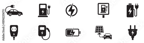 Car charging point icon. Electric plug symbol. Electricity sign. Electric car icon.