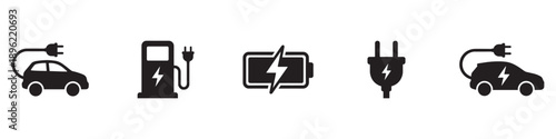 Car charging point icon. Electric plug symbol. Electricity sign. Electric car icon.