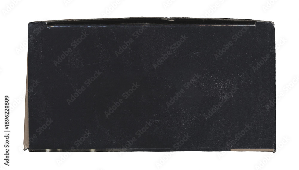 Fototapeta premium Old vintage black rectangular box top view on white background