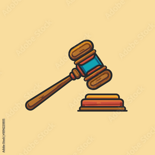 Wooden gavel and block icon