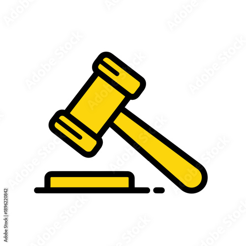 Yellow Gavel Icon for Law and Justice