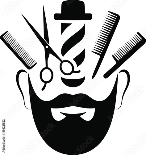 Barber Haircut Grooming Scissors Comb Beard Salon Hairstyle Tools Style