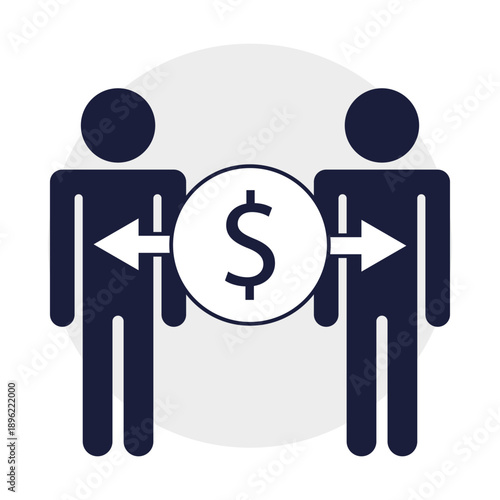 Successful money transfer icon. Professional finance exchange symbol. Direct currency Vector flow. Global people transactions.