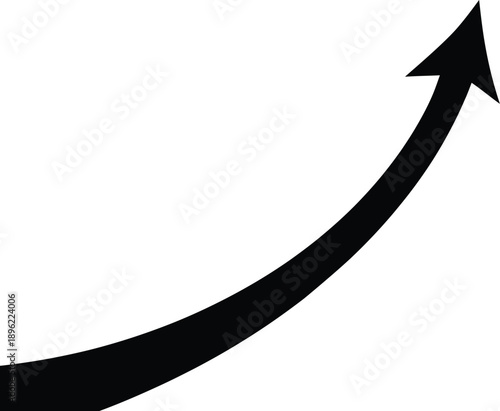 curved arrow silhouette pointing upwards against a plain white background