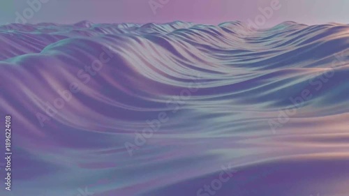 Abstract waves illustration with iridescent colors and smooth textures