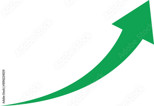 green upward arrow silhouette pointing upwards on a plain white background