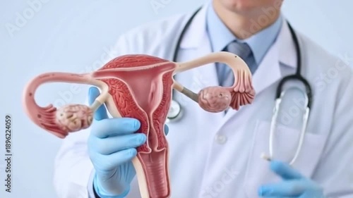 A uterus and ovary symbols for medical checks and PCOS screening. Generative AI