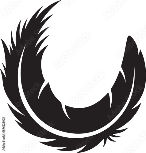 Elegant feather silhouette icon displaying soft curved wing plumage for creative design branding and natural lightweight bird wing concepts