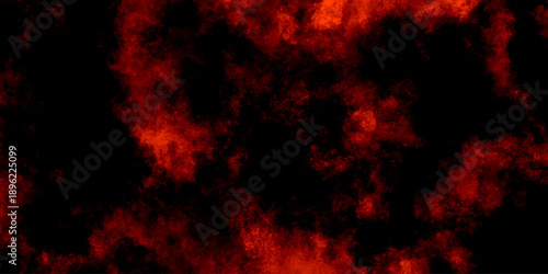 Abstract grunge red and black powder explosion cloud on black background. dark red smoke Like cloud wave effect on black. dark fire flame grunge texture background. toned fiery red sky.