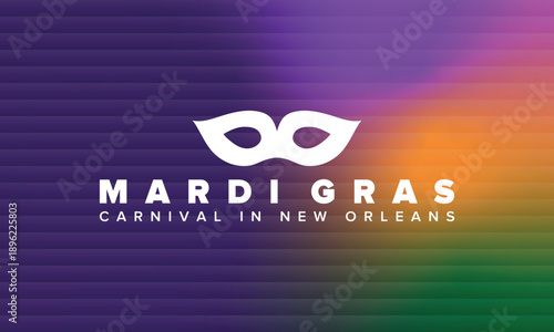 Mardi Gras Carnival in New Orleans. Fat Tuesday. Traditional holiday, celebration annual. Folk festival, costume masquerade, fun party. Carnival mask. Poster, card, banner and background. Vector
