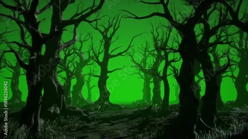 Silhouetted trees against green backdrop for creative visuals