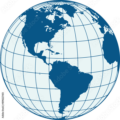 World globe map vector illustration showing north america and south america continents earth geography isolated on background for education