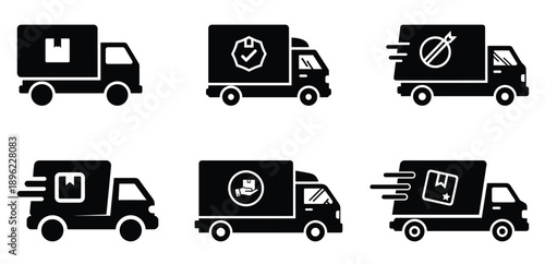 Free shipping badge and express delivery truck icon collection
