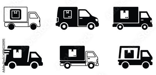 Express shipping icon pack with free delivery, cargo truck and speed symbols