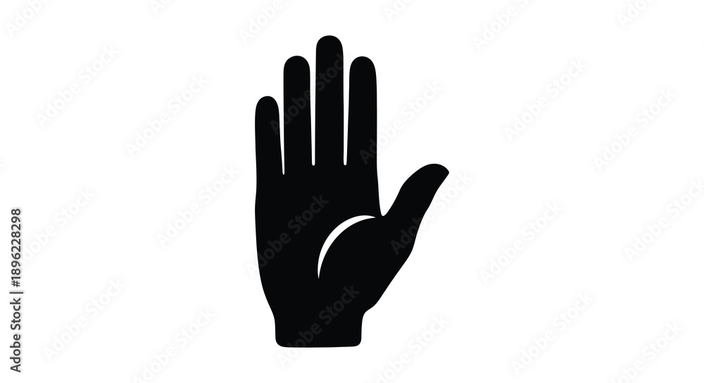 Fototapeta premium Black hand gesture showing a stop sign simple design silhouette