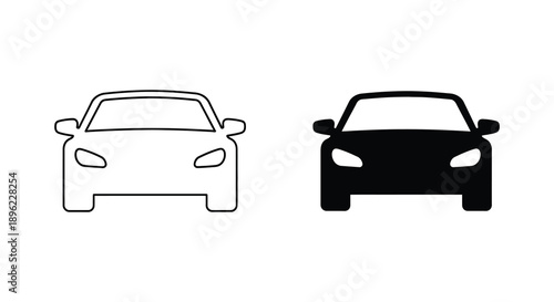 Two car depictions one outlined and one solid black a striking silhouette
