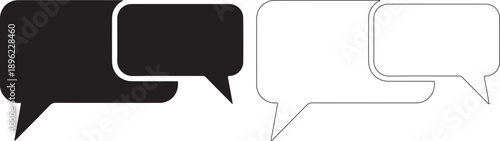 Modern Black and White Speech Bubble and Chat Dialogue Box Vector Icons isolated PNG with Transparent Background