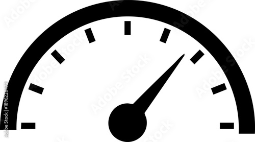 KPI gauge meter silhouette isolated on white background minimalist speedometer with maximum performance needle illustration