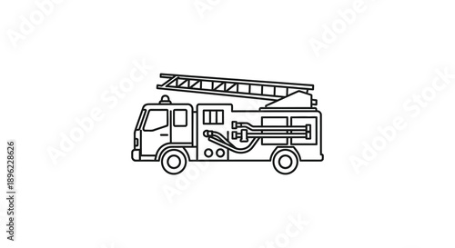 Simple line drawing of a fire truck a classic emergency vehicle silhouette