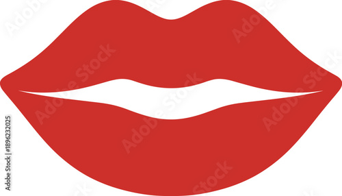Red lips illustration minimal style sensual mouth icon beauty fashion concept isolated on white background vector graphic design art