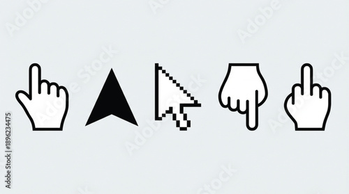 Four computer cursor icons on light gray background