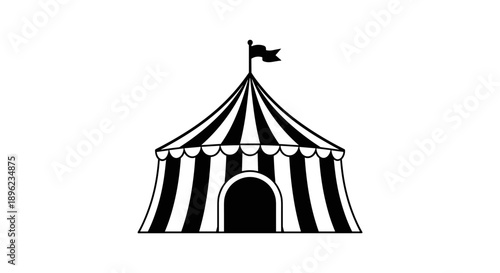 Black and white circus tent.