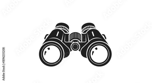 Black Binoculars on White Background.