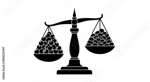 Black silhouette illustration of a balanced scale with peanuts and beans on each side, symbolizing World Pulses Day, against a clean white background.