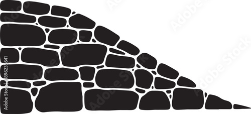 Black stone wall pattern on white background illustration design