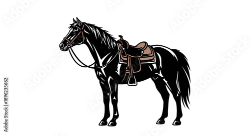 Black Horse with Saddle.