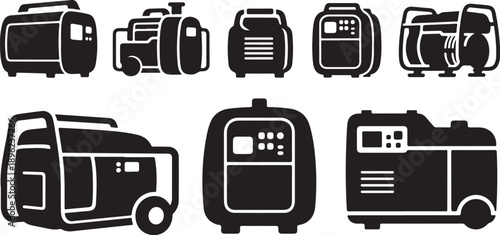 Black and white generator icons on clean white background