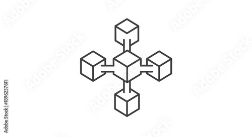 Simple 3D Cube Network Structure Diagram Illustration.