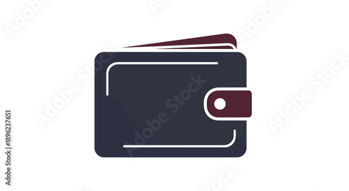 Minimalist illustration of a dark blue wallet with a red flap.