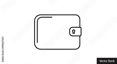 Simple line art illustration of a wallet with a lock.