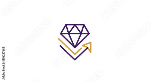 Diamond gemstone logo design with checkmark and arrow.