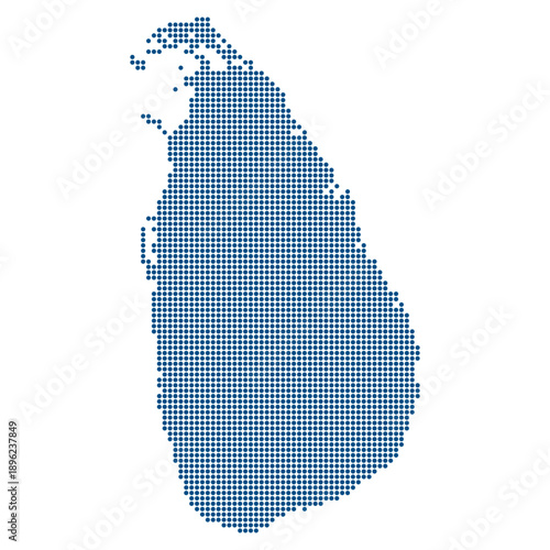 Sri Lanka Blue Dotted Vector Map for South Asian Port and Shipping Logistics. Map of Sri Lanka dotted style.