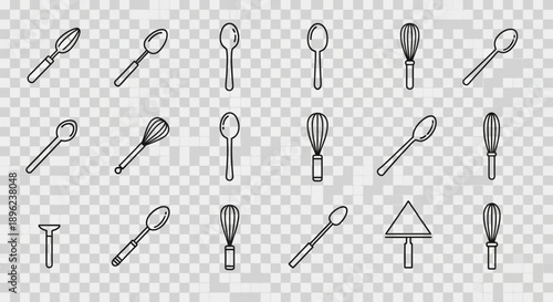 Collection of Various Kitchen Utensils Illustrated.