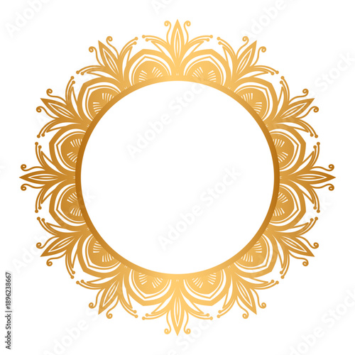Golden circle mandala frame border