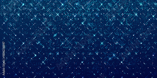 A glittering dark blue background with a scattered pattern of bright sparkles