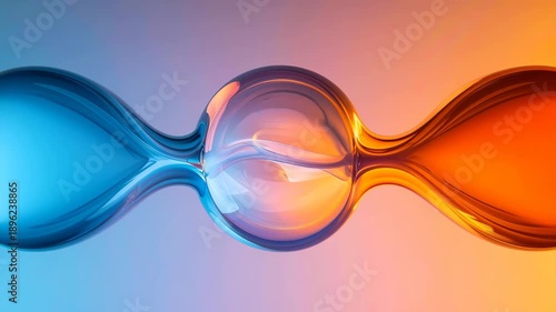 Harmony of Opposites: A close-up shot of a unique glass sculpture showcasing the merging of two distinct color gradients, symbolizing balance and duality.