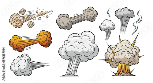 Cartoon explosion effects a set of various smoke and blast shapes