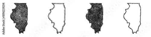 Sketch Illinois map design set