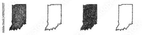 Sketch Indiana map design set
