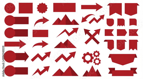 red business infographic elements on white background